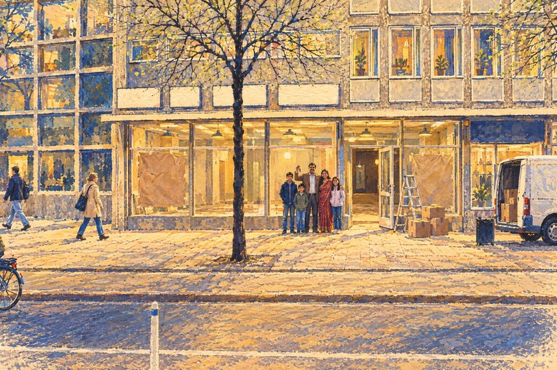 Götgatan 86 år 2000: den tomma lokalen, familjen med nycklarna, en skåpbil vid kanten